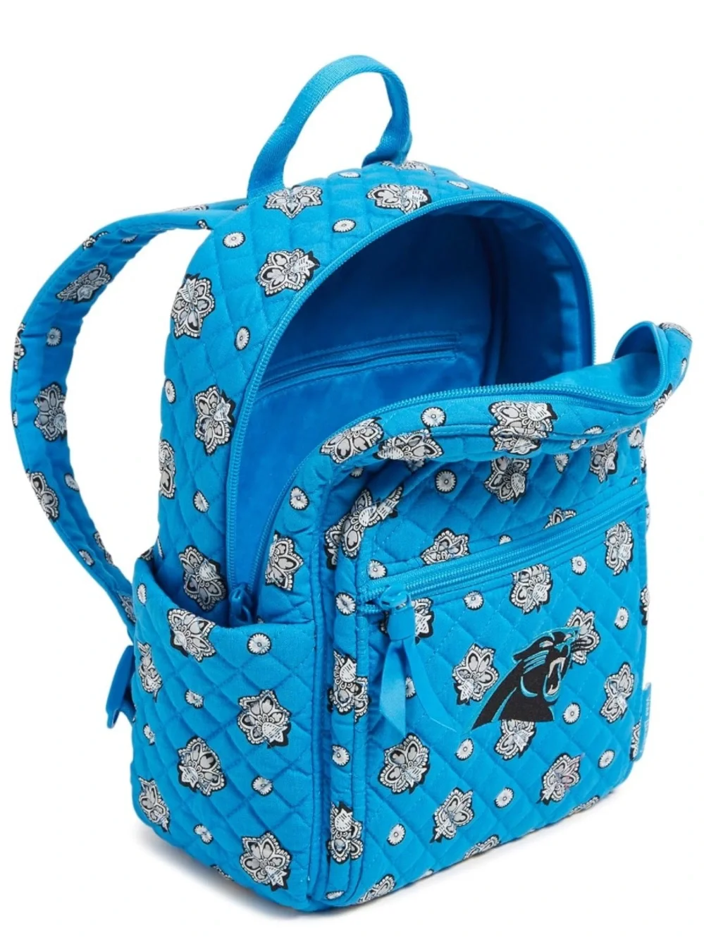 Vera Bradley Women's Cotton NFL Small Backpack Carolina Panthers Blue/Silver